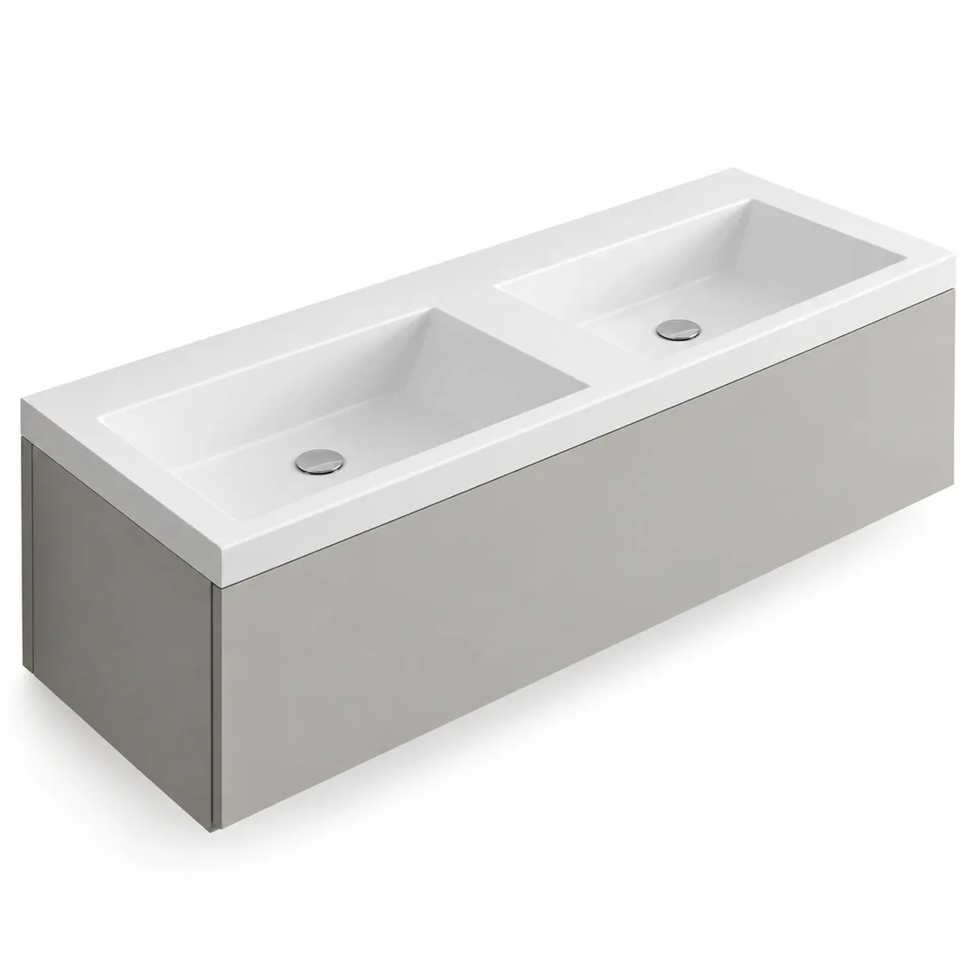 Lavabo consolle in Mineralguss – Arbi Olly 141 – Mineralmarmo Bianco – Senza foro rubinetto