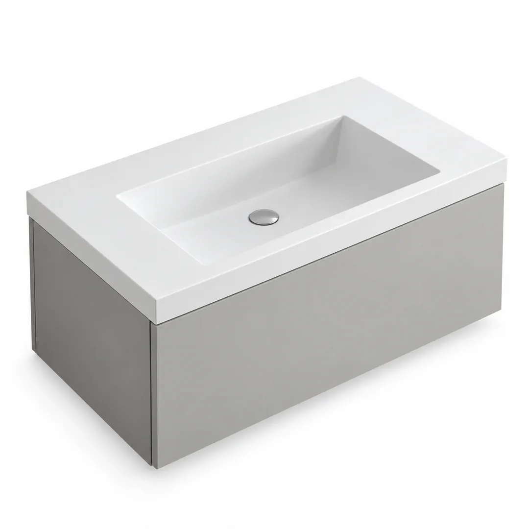 Lavabo consolle in Mineralguss – Arbi Olly 86 – Mineralmarmo Bianco – Senza foro rubinetto