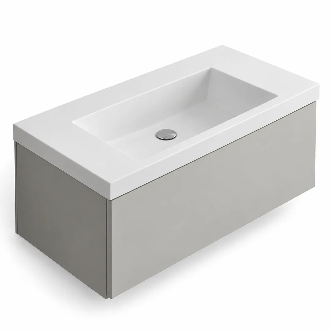 Lavabo consolle in Mineralguss – Arbi Olly 86 – Bianco – Senza foro rubinetto