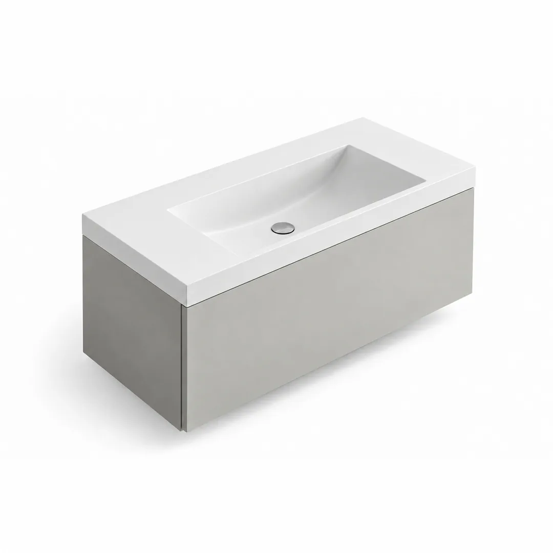 Lavabo consolle in Mineralguss / Tekno – Arbi Olly 96 – Mineralmarmo Bianco – Senza foro rubinetto