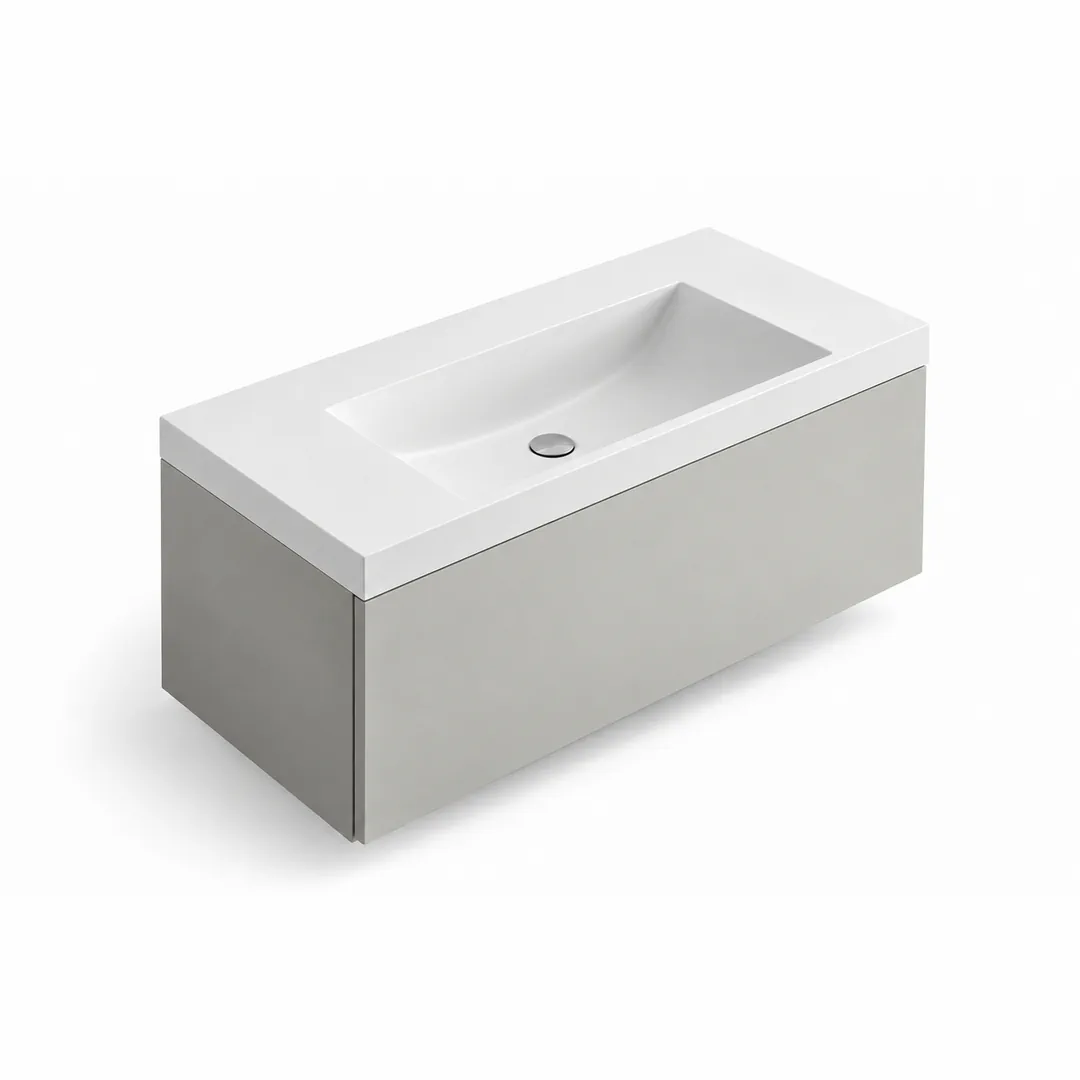 Lavabo consolle in Mineralguss / Tekno – Arbi Olly 96 – Bianco – Senza foro rubinetto