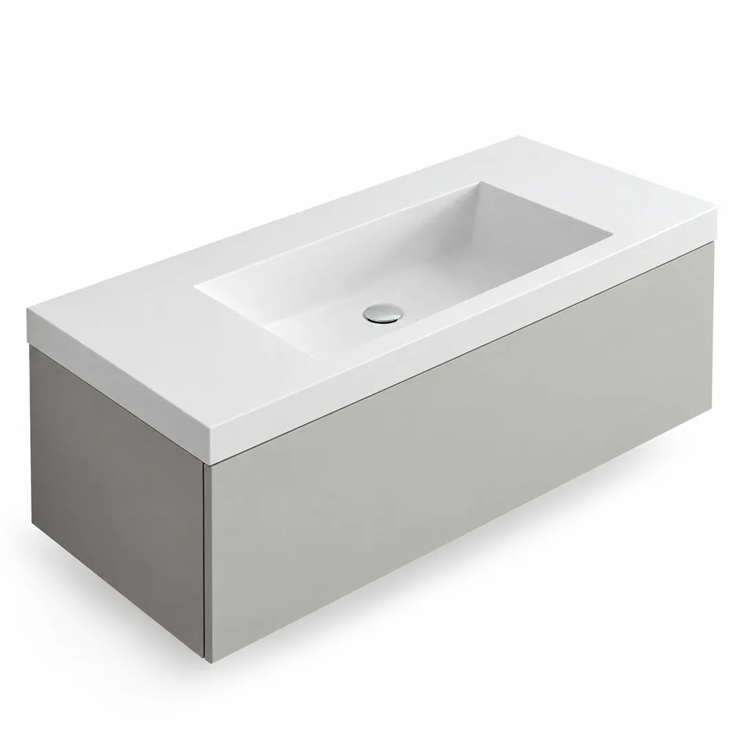 Lavabo consolle in Mineralguss – Arbi Olly 106 – Bianco – Senza foro rubinetto