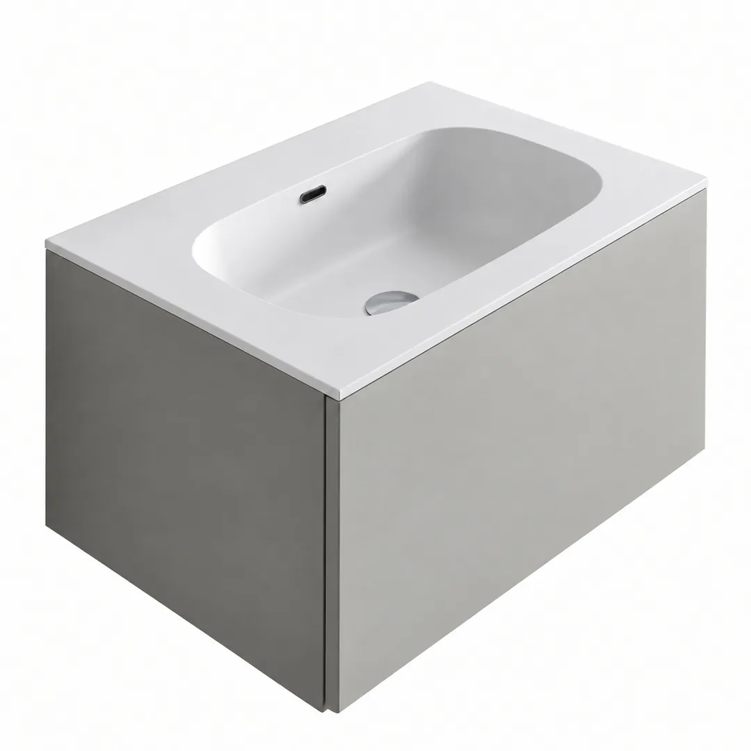 Lavabo consolle in Tekno – Arbi Bent 71 – Bianco – Senza foro rubinetto