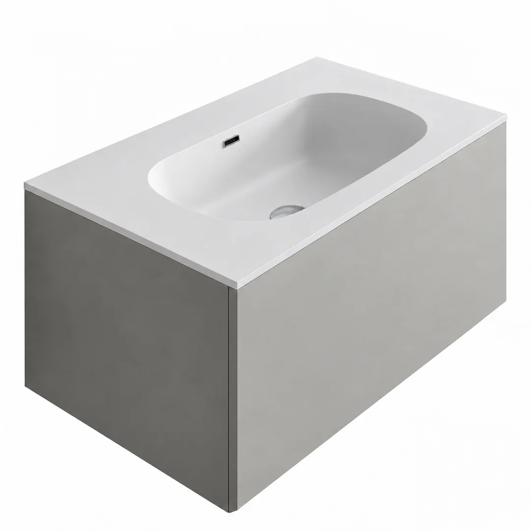 Lavabo consolle in Tekno – Arbi Bent 86 – Bianco – Senza foro rubinetto
