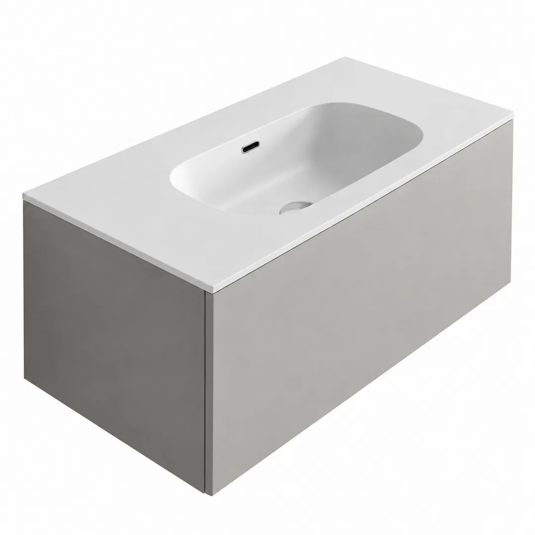 Lavabo consolle in Tekno – Arbi Bent 96 – Bianco – Senza foro rubinetto