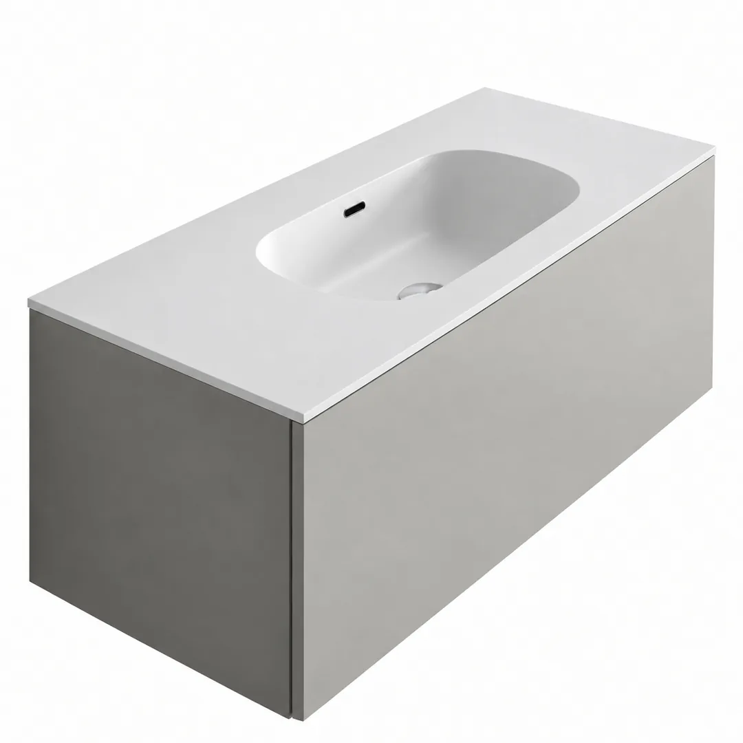 Lavabo consolle in Tekno – Arbi Bent 106 – Bianco – Senza foro rubinetto