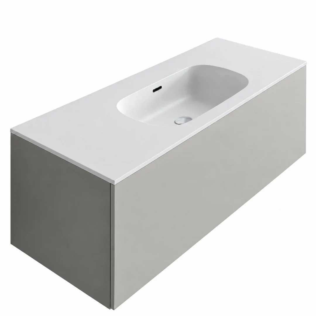 Lavabo consolle in Tekno – Arbi Bent 121 – Bianco – Senza foro rubinetto