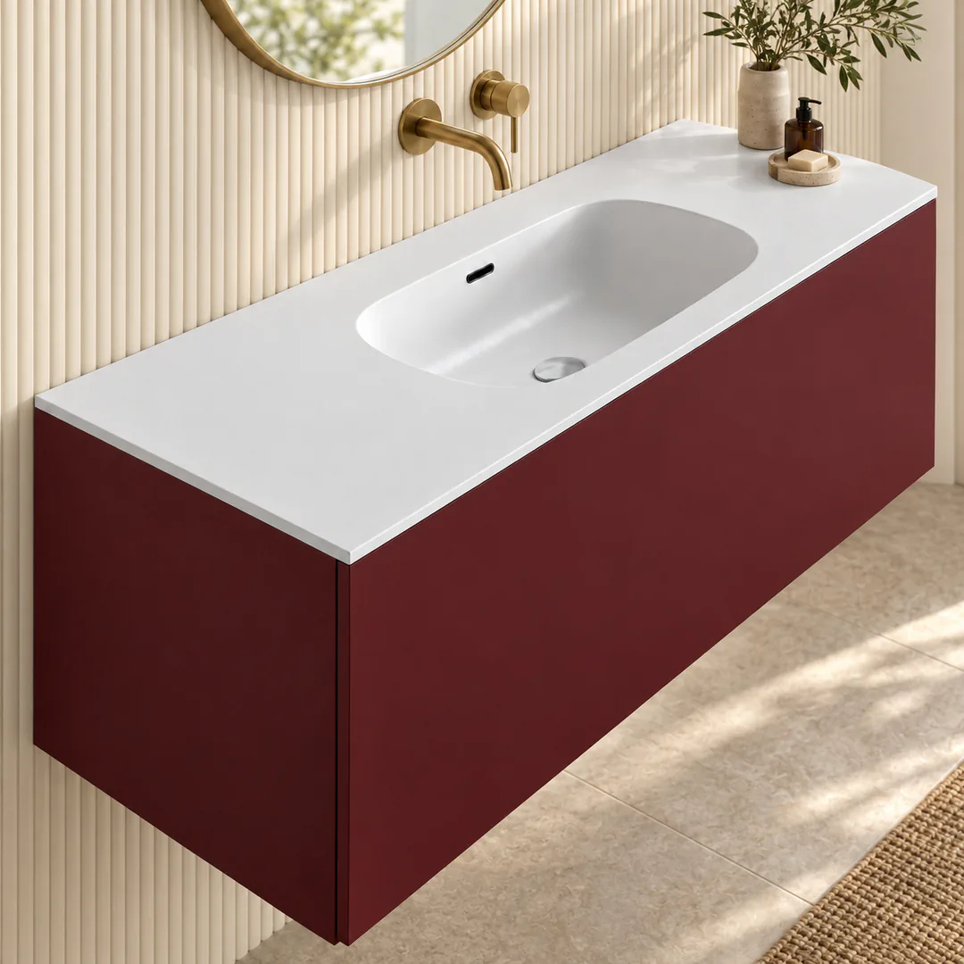 Lavabo consolle in Tekno – Arbi Bent 121 – Bianco – Senza foro rubinetto - Ambientata