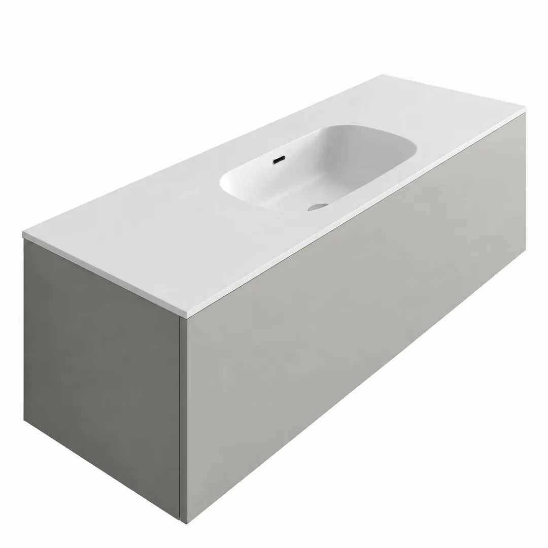 Lavabo consolle in Tekno – Arbi Bent 141 – Bianco – Senza foro rubinetto