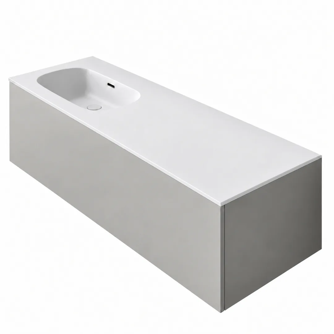 Lavabo consolle in Tekno – Arbi Bent 141 SX – Bianco – Senza foro rubinetto