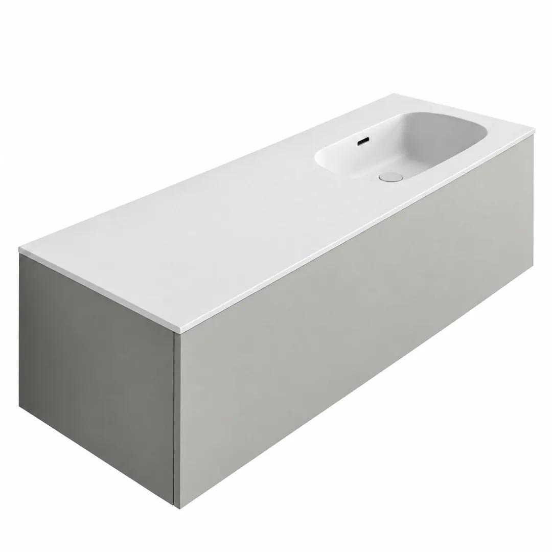 Lavabo consolle in Tekno – Arbi Bent 141 DX – Bianco – Senza foro rubinetto