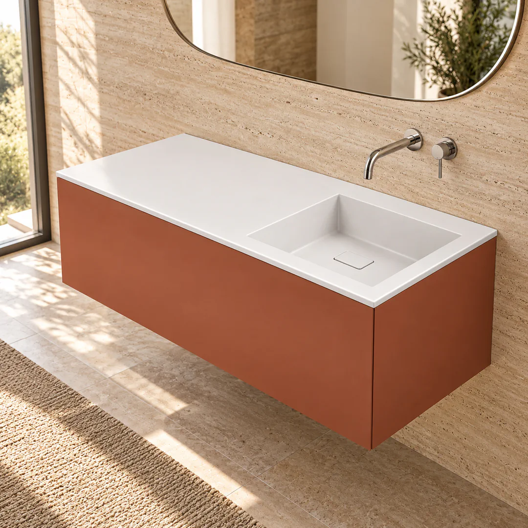 Lavabo consolle in Tekno – Arbi Juno 141 DX – Bianco - Ambientata