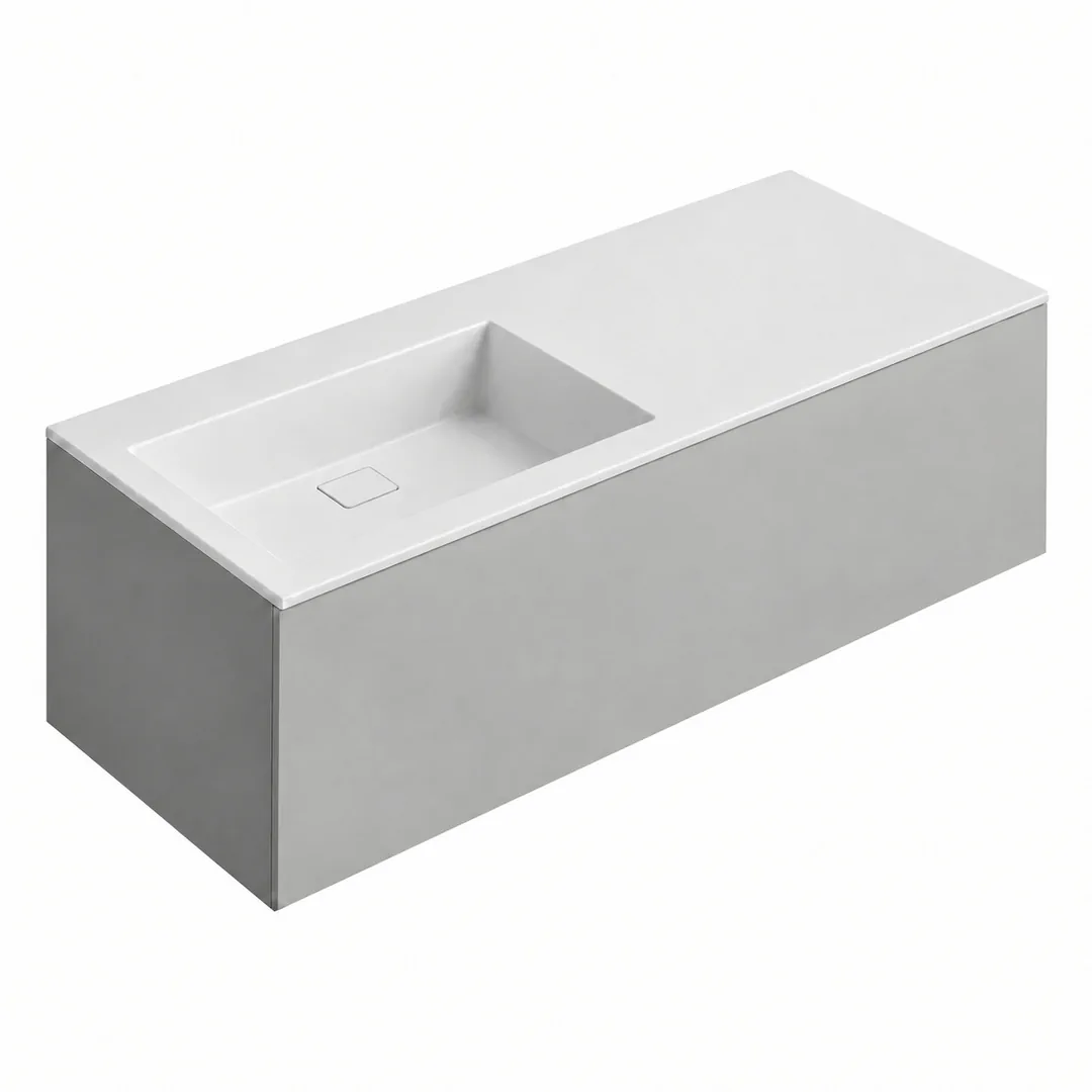 Lavabo consolle in Tekno – Arbi Juno 141 SX – Bianco – Senza foro rubinetto