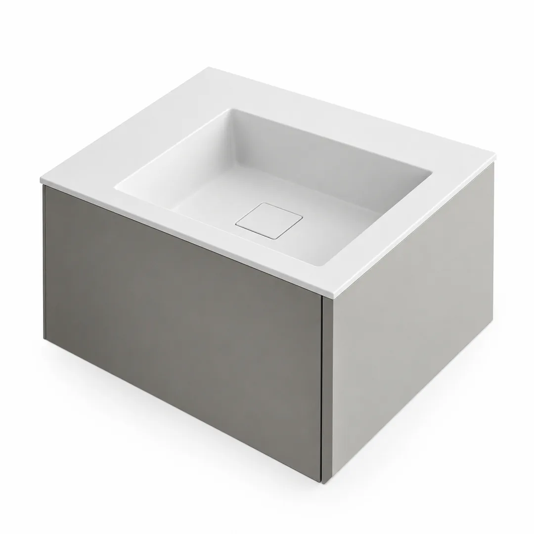 Lavabo consolle in Tekno – Arbi Juno 61 – Bianco – Senza foro rubinetto