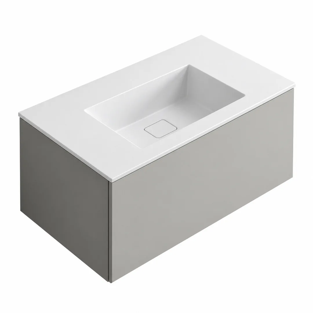 Lavabo consolle in Tekno – Arbi Juno 86 – Bianco – Senza foro rubinetto