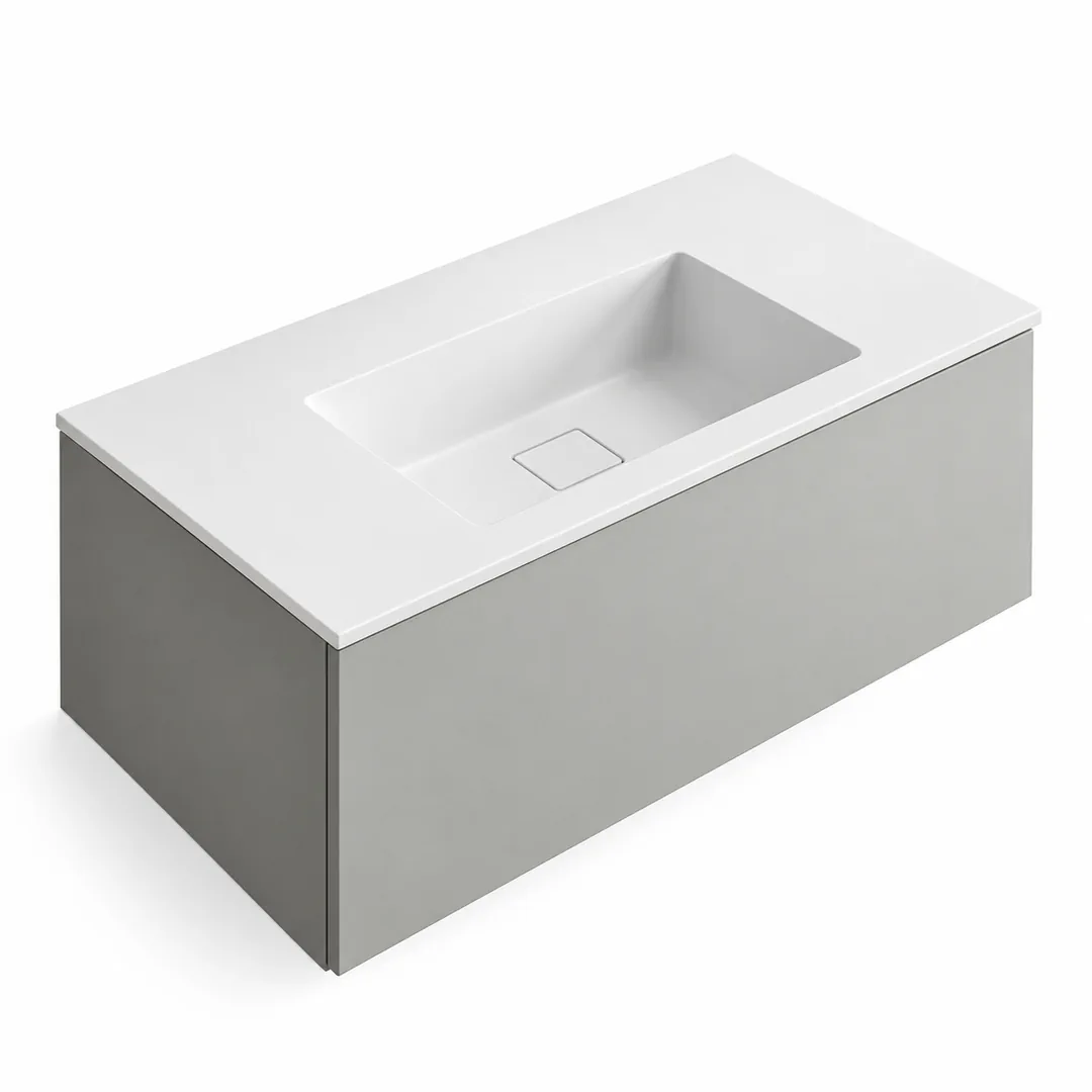 Lavabo consolle in Tekno – Arbi Juno 96 – Bianco – Senza foro rubinetto