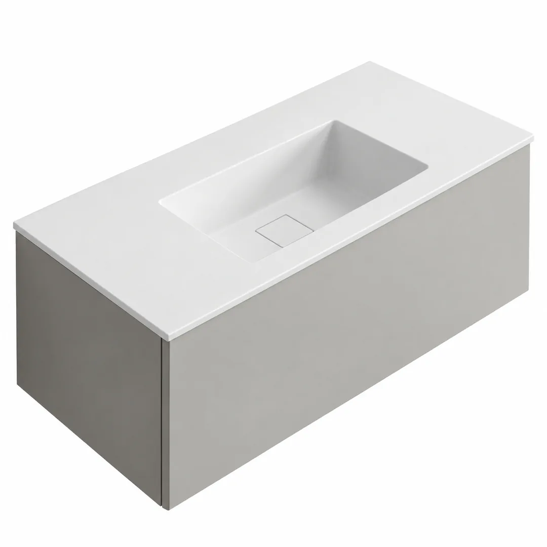 Lavabo consolle in Tekno – Arbi Juno 106 – Bianco – Senza foro rubinetto