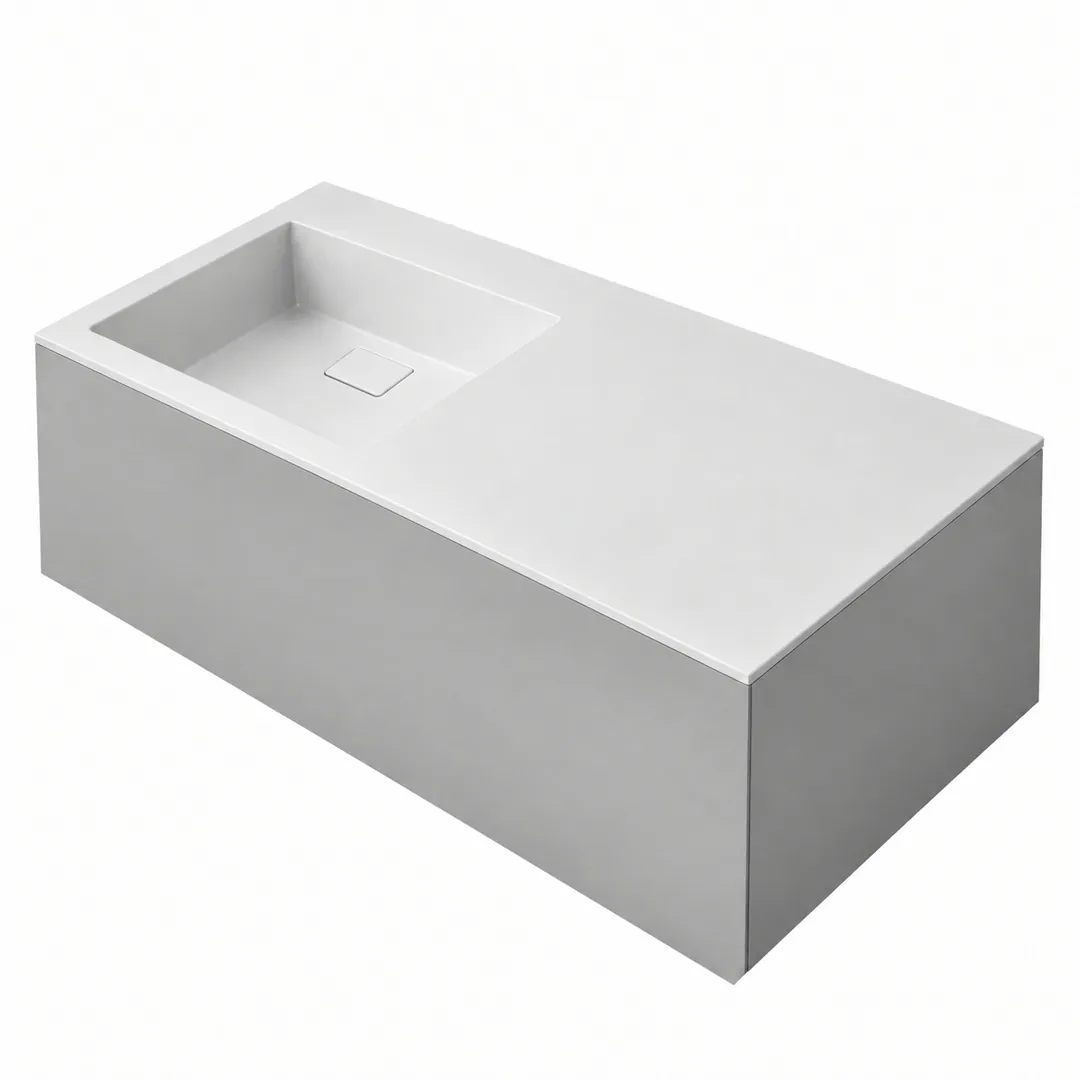 Lavabo consolle in Tekno – Arbi Juno 121 SX – Bianco – Senza foro rubinetto