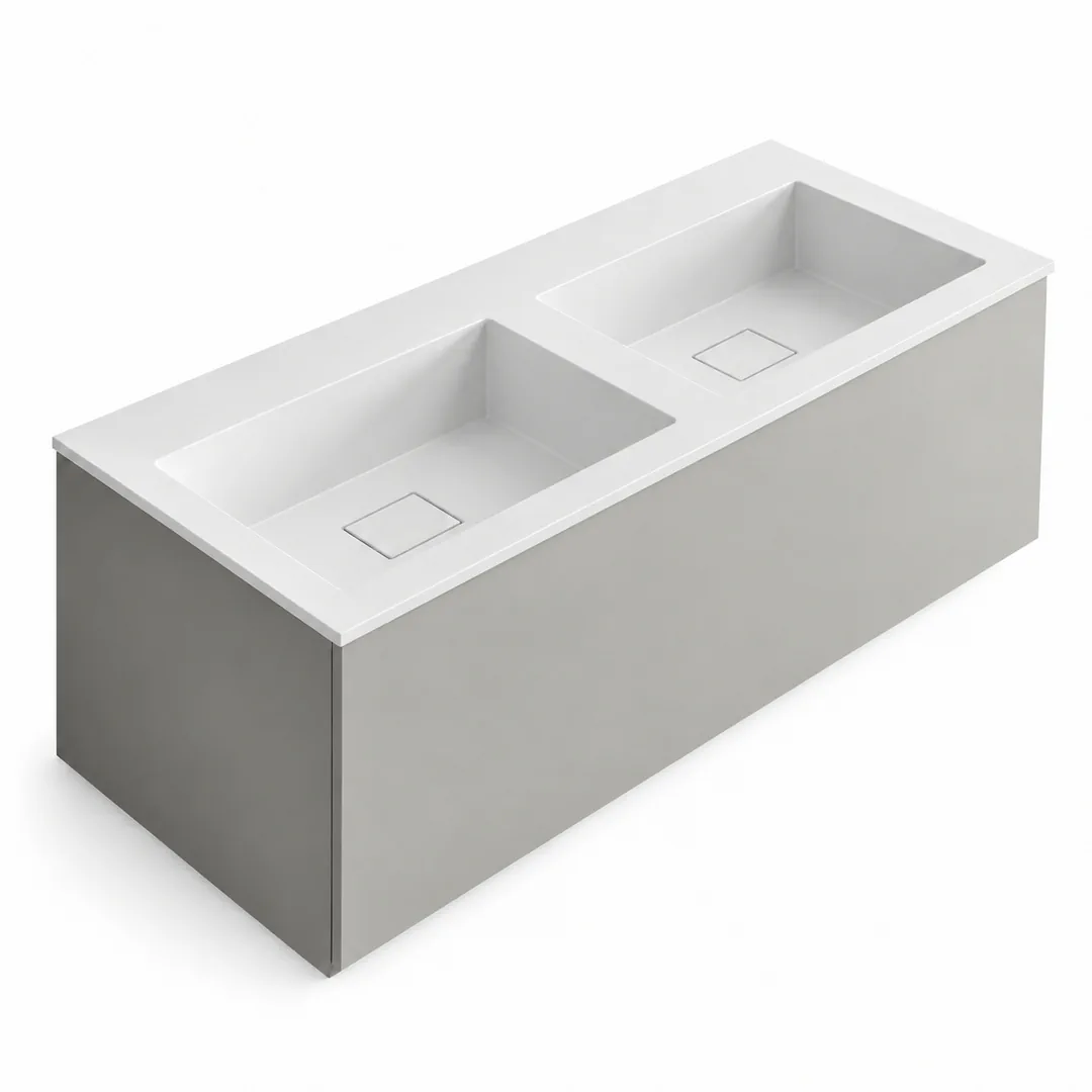 Lavabo consolle in Tekno – Arbi Juno 121 Doppio – Bianco – Senza foro rubinetto
