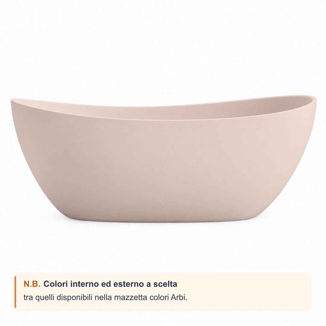 Vasca freestanding Arbi Elsa 158 × 77 cm in Tekno tutto colore opaco