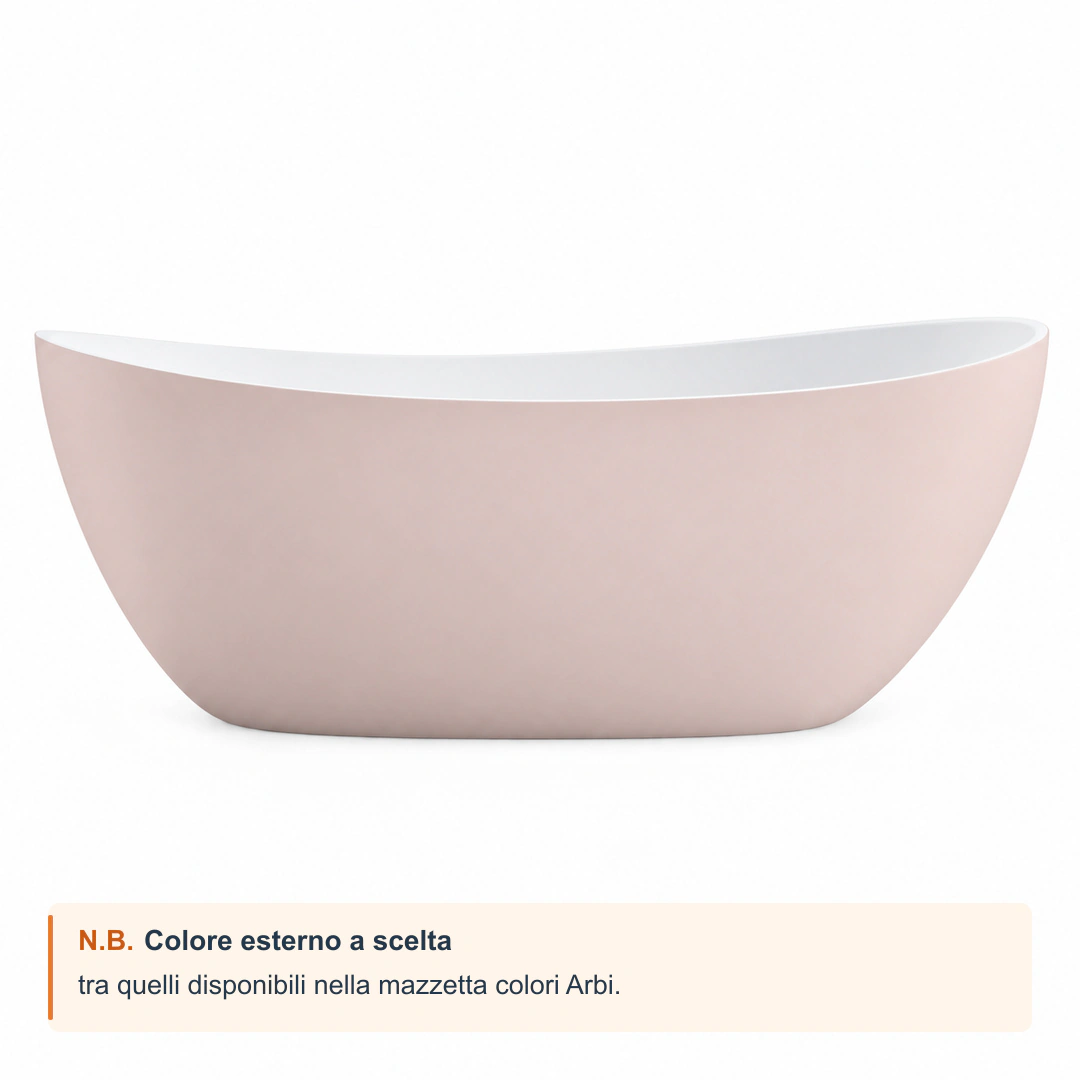 Vasca freestanding Arbi Elsa 158 × 77 cm in Tekno colore esterno opaco, interno bianco