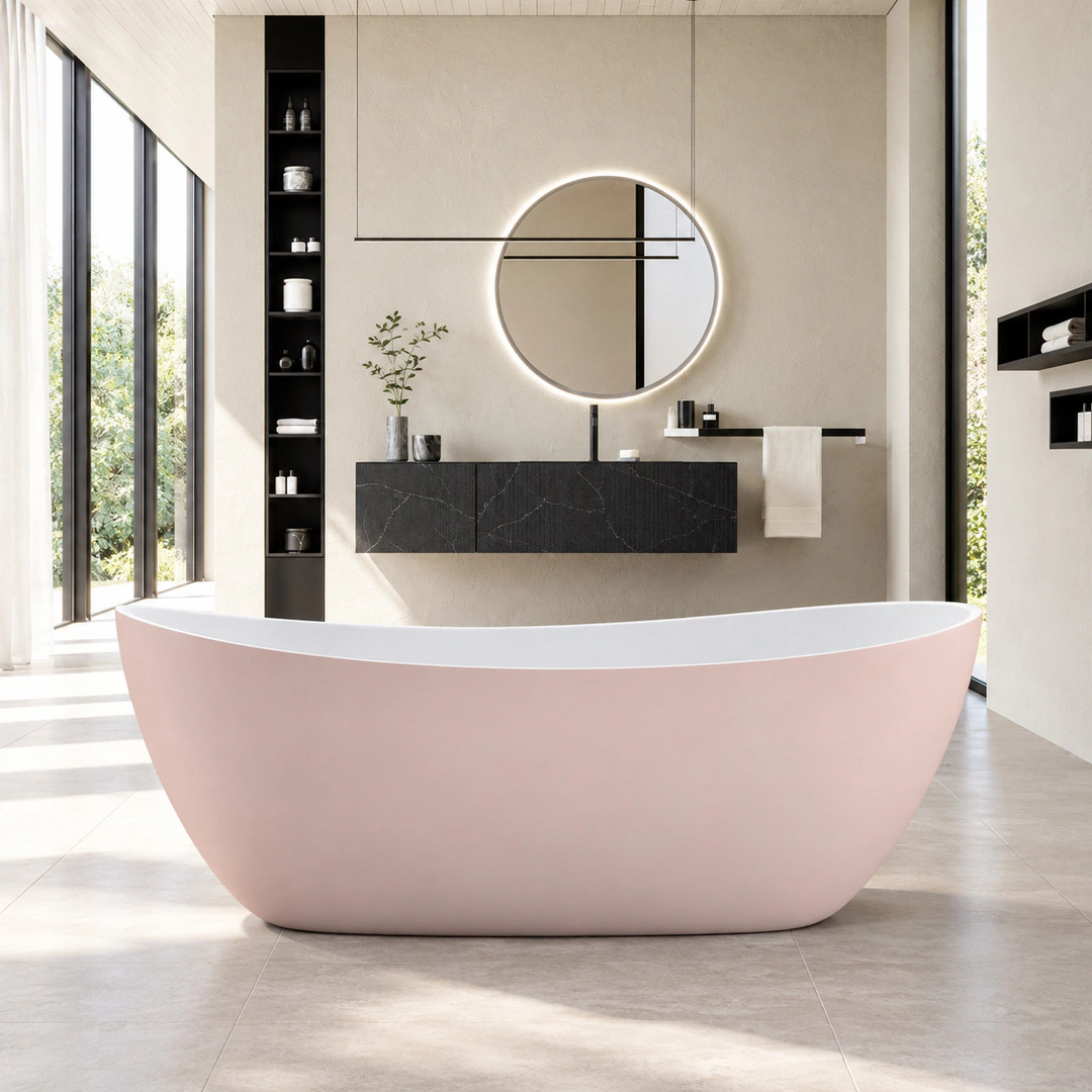 Vasca freestanding Arbi Elsa 158 × 77 cm in Tekno colore esterno opaco, interno bianco
