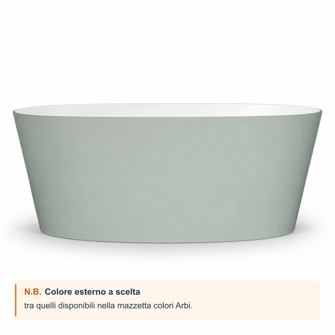 Vasca freestanding Arbi Tub 159,3 × 72 cm in Tekno colore esterno opaco, interno bianco