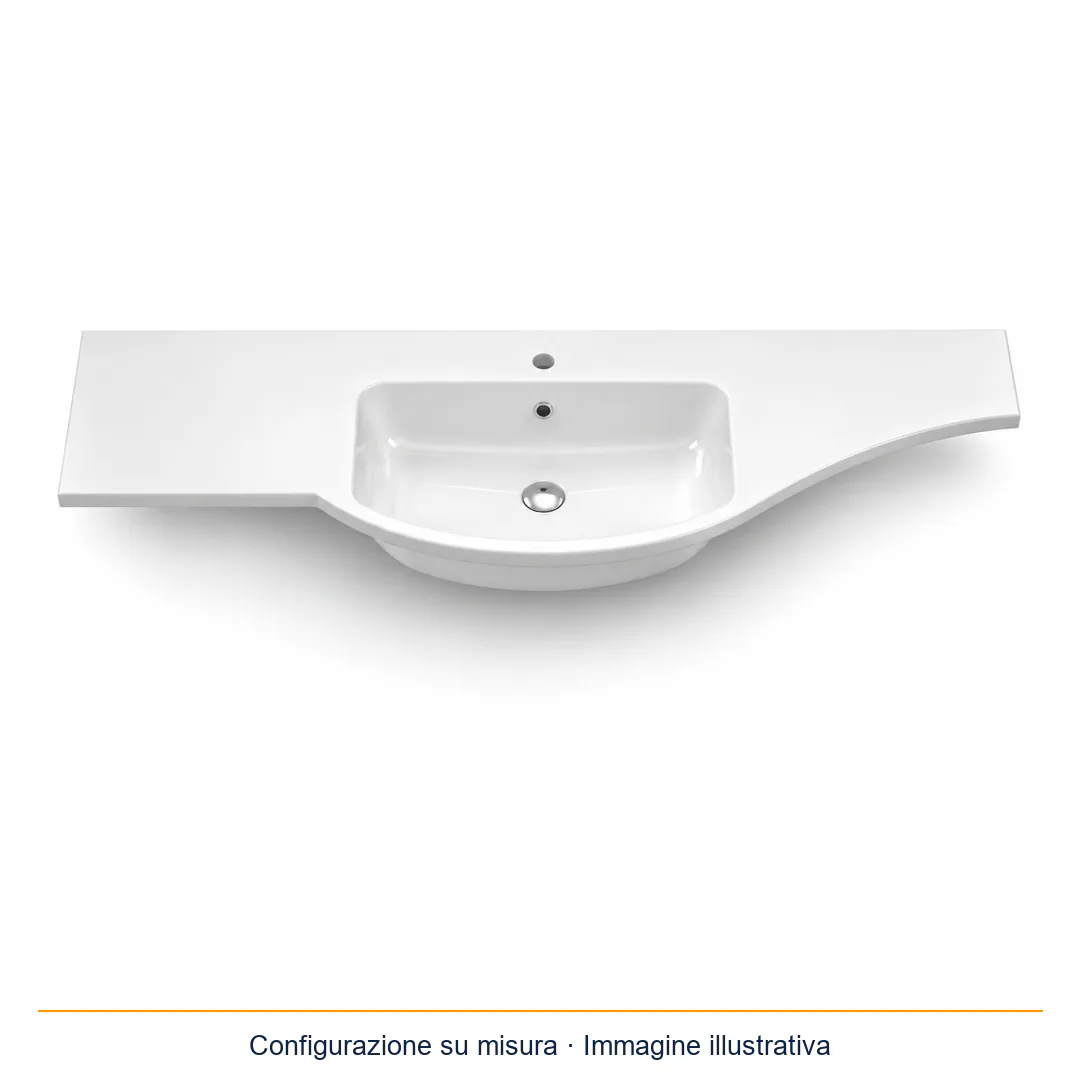 Piano top lavabo su misura in Mineralguss – Arbi Zero DX/SX – Mineralmarmo Bianco