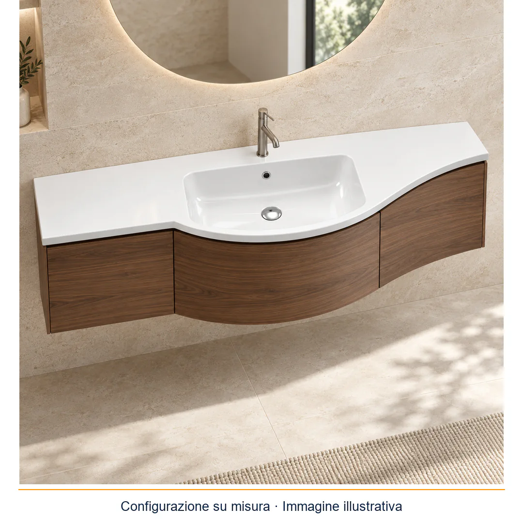 Piano top lavabo su misura in Mineralguss – Arbi Zero DX/SX – Mineralmarmo Bianco - Ambientata