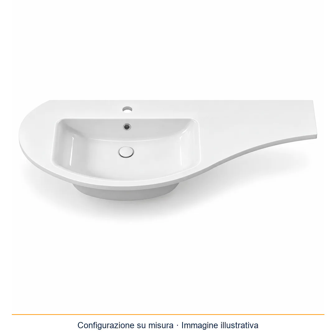 Piano top lavabo su misura in Mineralguss – Arbi Slim DX – Mineralmarmo Bianco