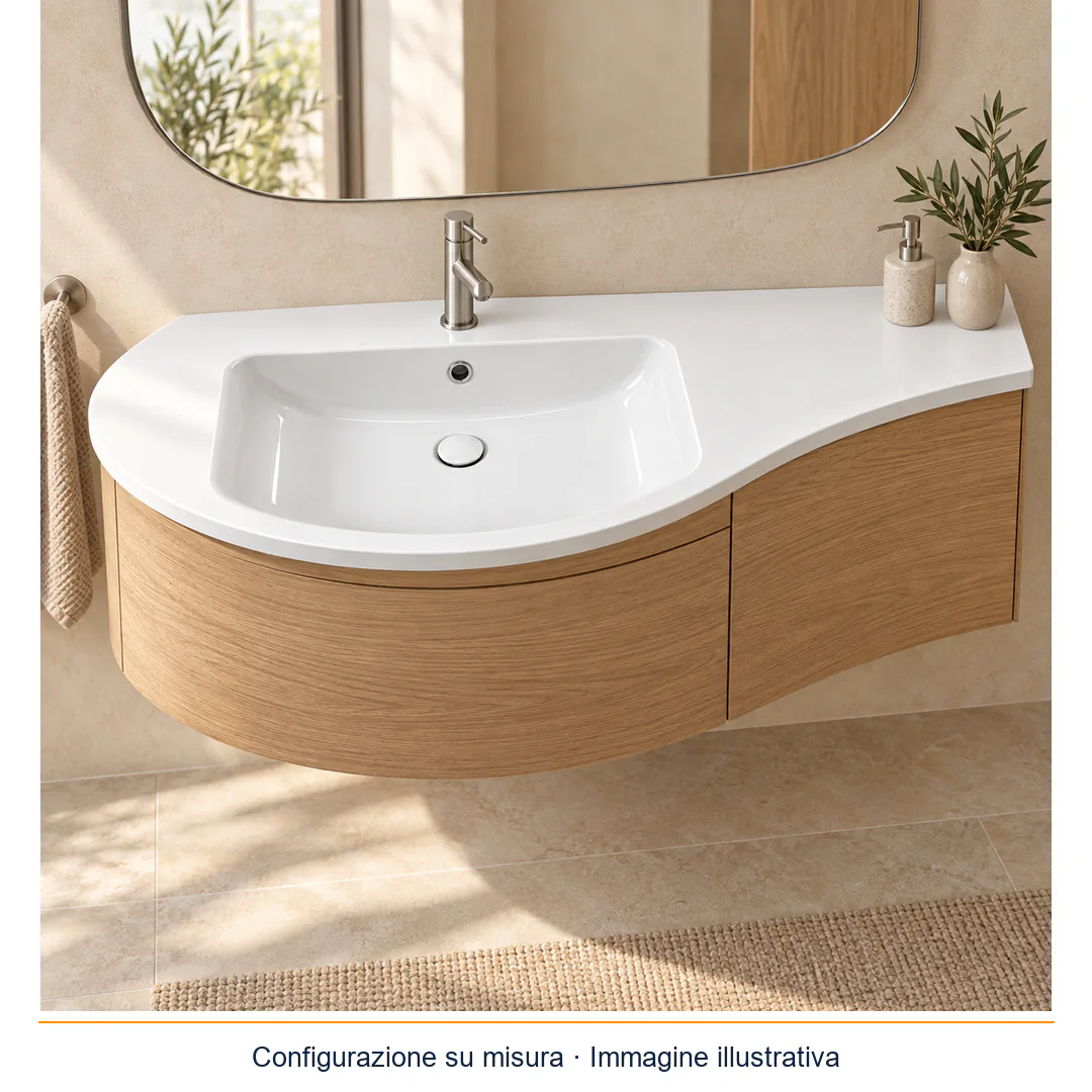 Piano top lavabo su misura in Mineralguss – Arbi Slim DX – Mineralmarmo Bianco - Ambientata