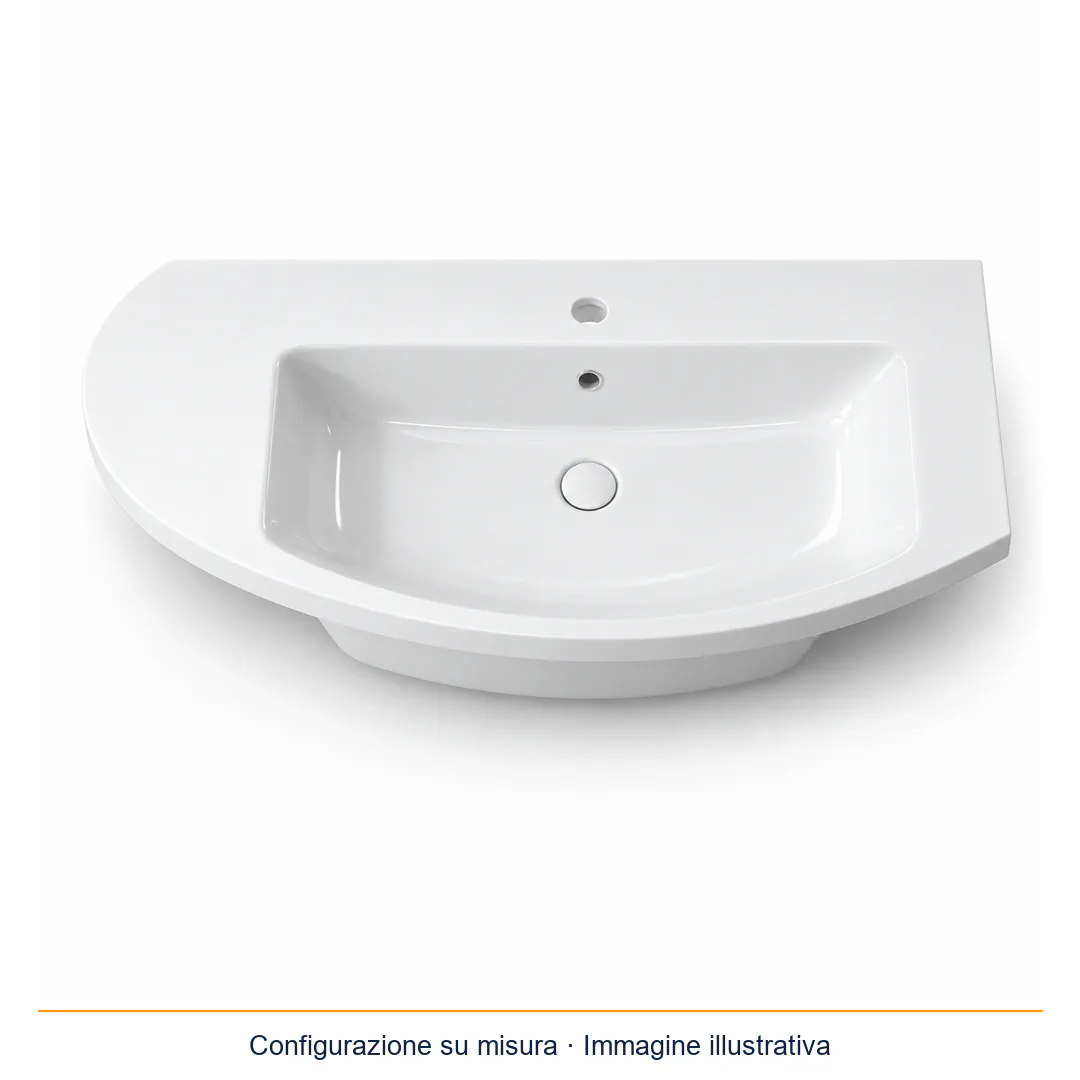 Piano top lavabo su misura in Mineralguss – Arbi Slim DX – Mineralmarmo Bianco