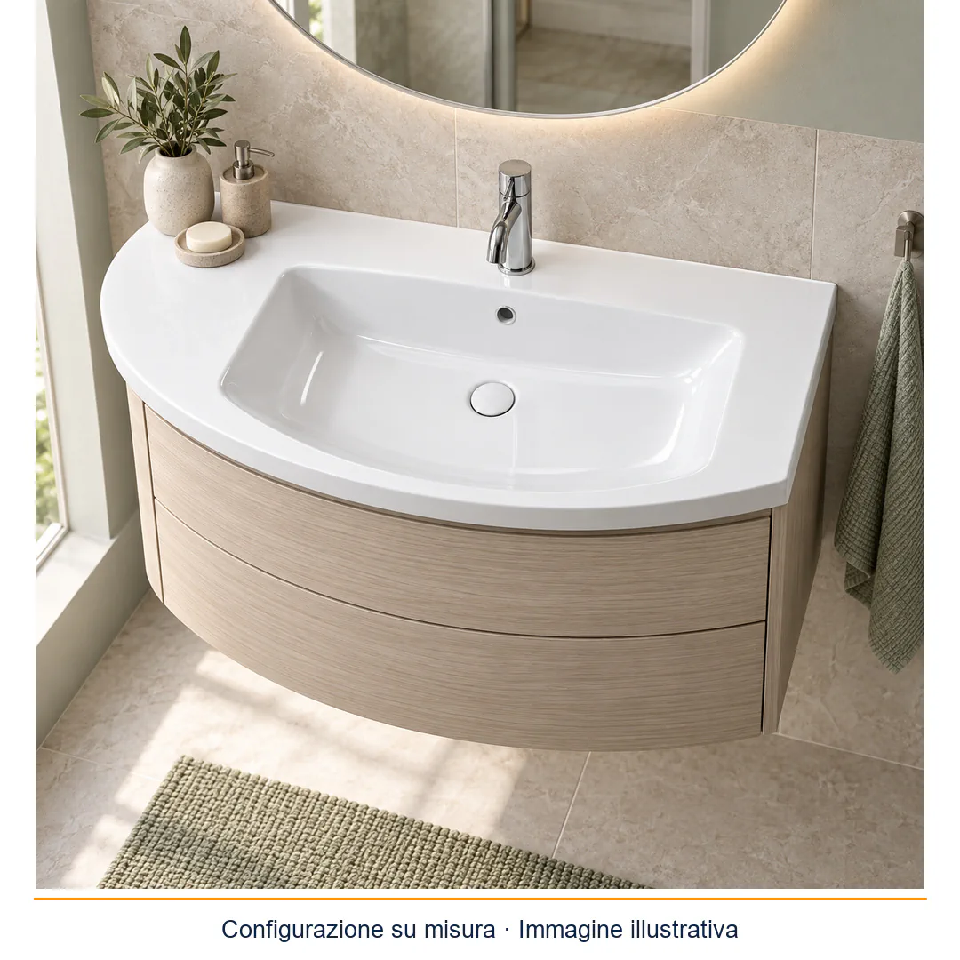 Piano top lavabo su misura in Mineralguss – Arbi Slim DX – Mineralmarmo Bianco - Ambientata
