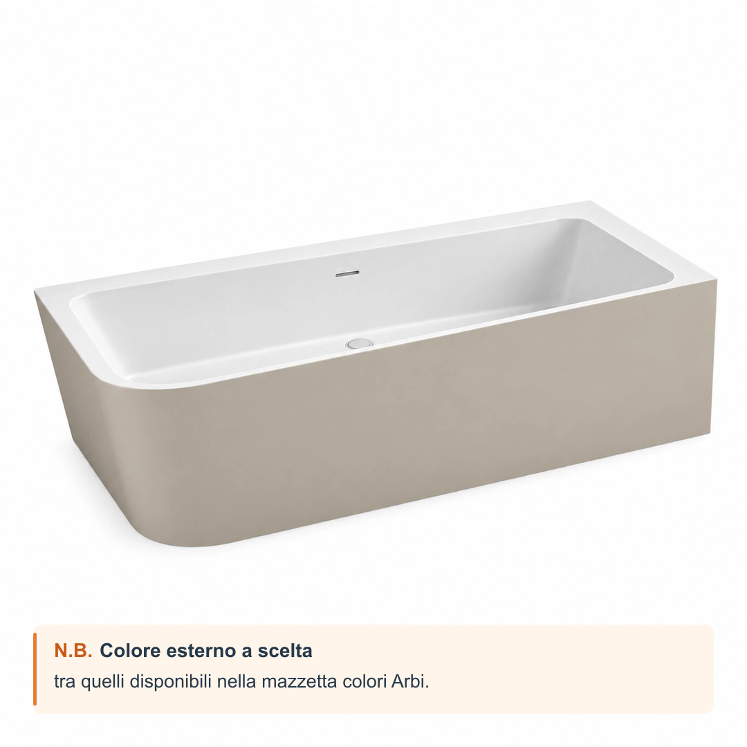 Vasca angolare destra Arbi Sara 165 × 75 cm in Tekno colore esterno opaco, interno bianco