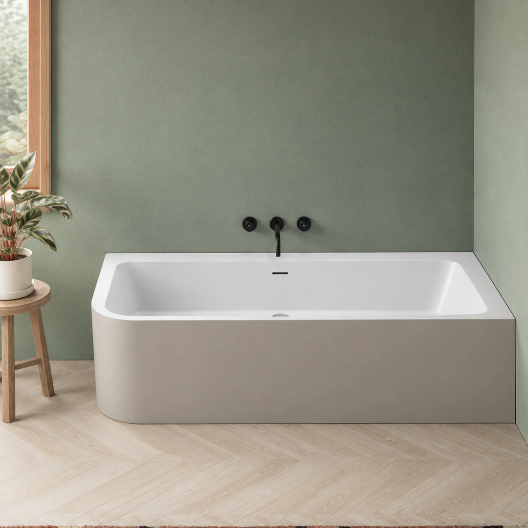 Vasca angolare destra Arbi Sara 165 × 75 cm in Tekno colore esterno opaco, interno bianco