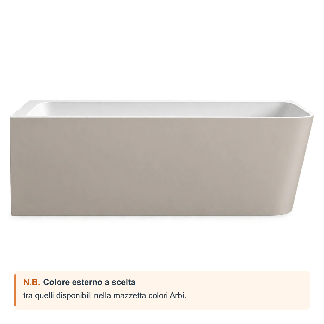 Vasca angolare sinistra Arbi Sara 165 × 75 cm in Tekno colore esterno opaco, interno bianco
