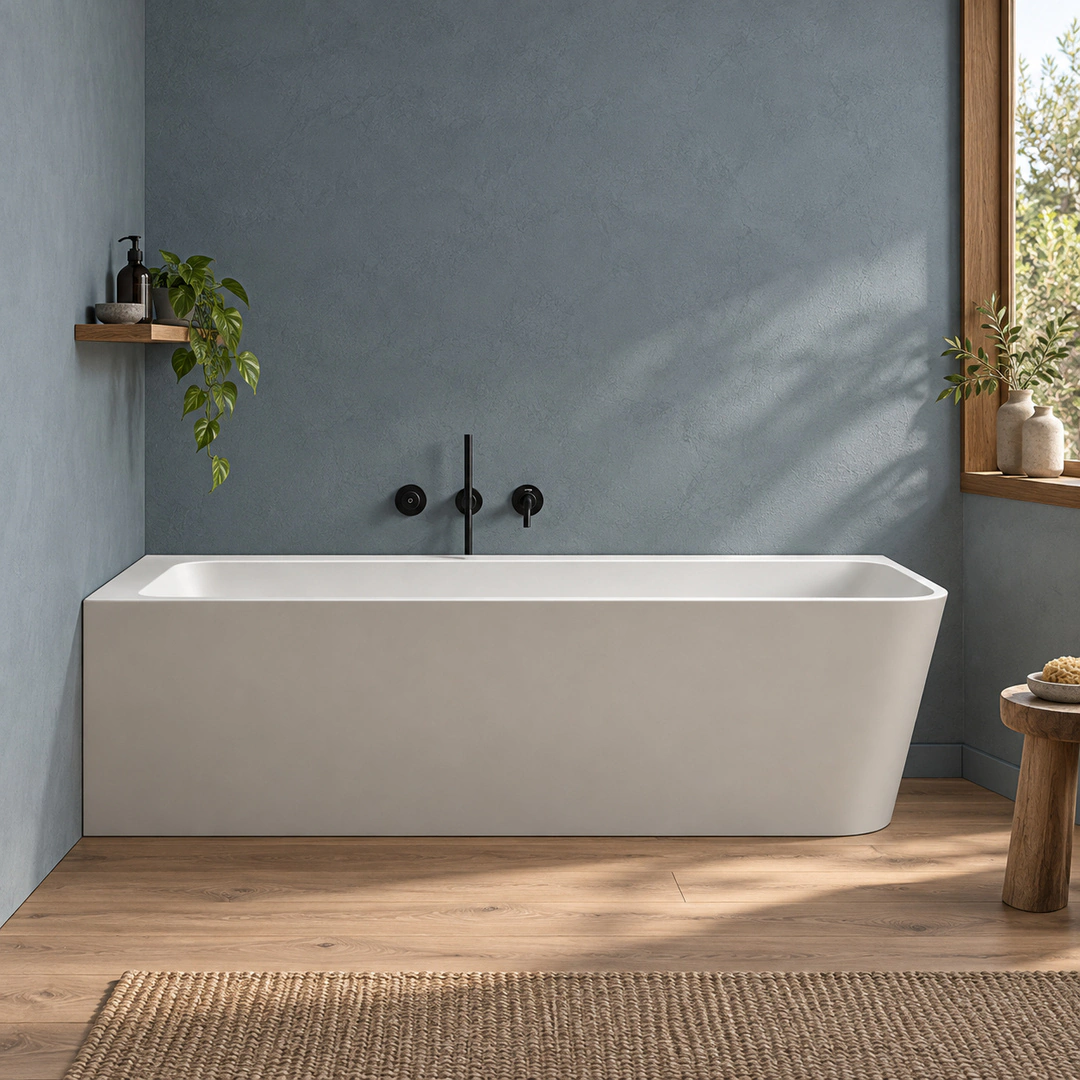 Vasca angolare sinistra Arbi Sara 165 × 75 cm in Tekno colore esterno opaco, interno bianco