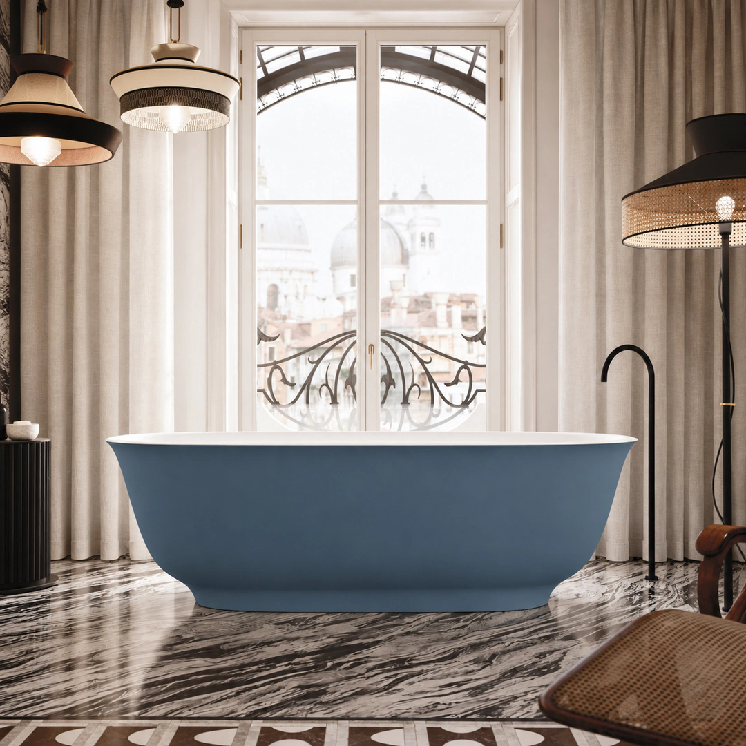 Vasca freestanding Arbi Onda 170 × 75 cm in Tekno colore esterno opaco, interno bianco