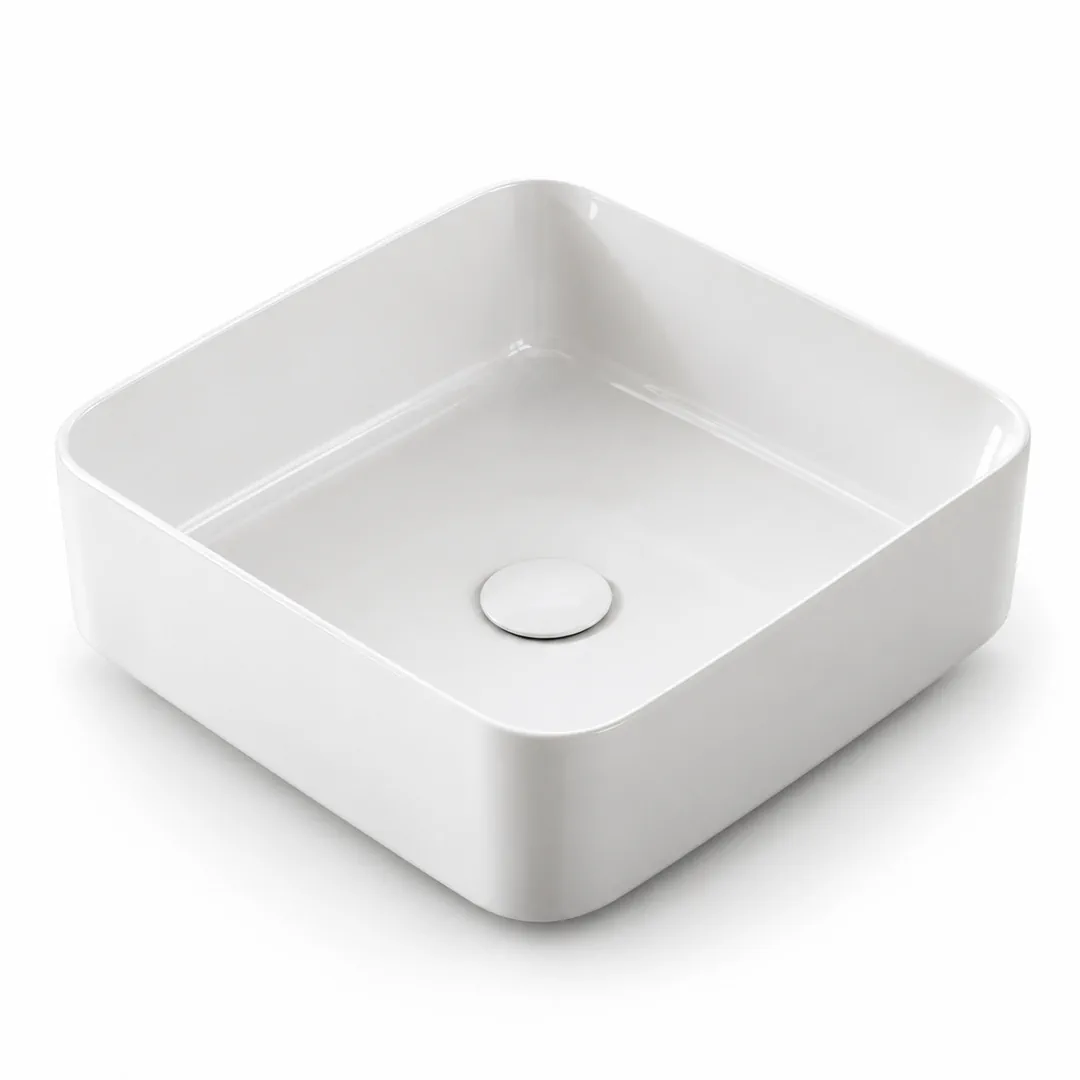 Lavabo da appoggio in Ceramica – Arbi Boxy 38 – Bianco lucido