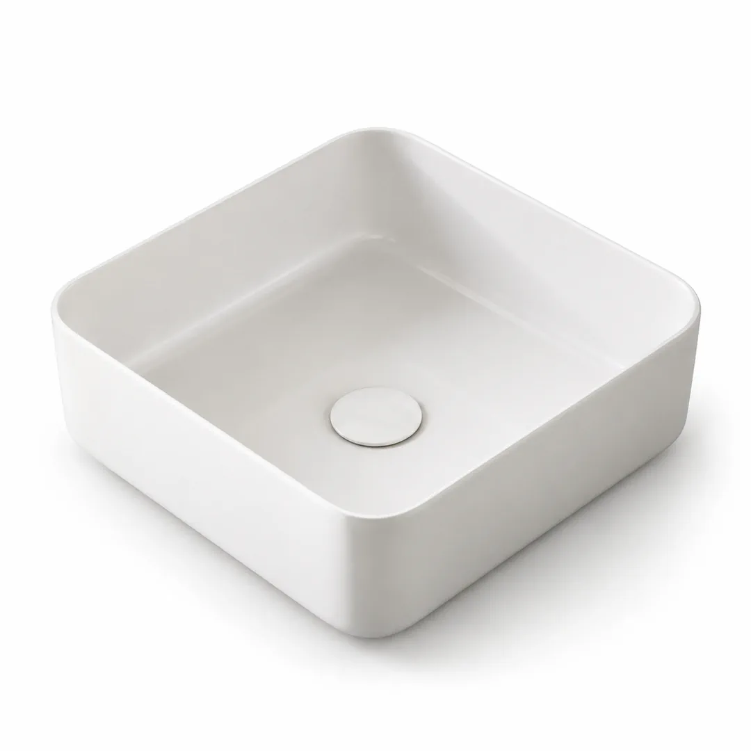 Lavabo da appoggio in Ceramica – Arbi Boxy 38 – Bianco opaco