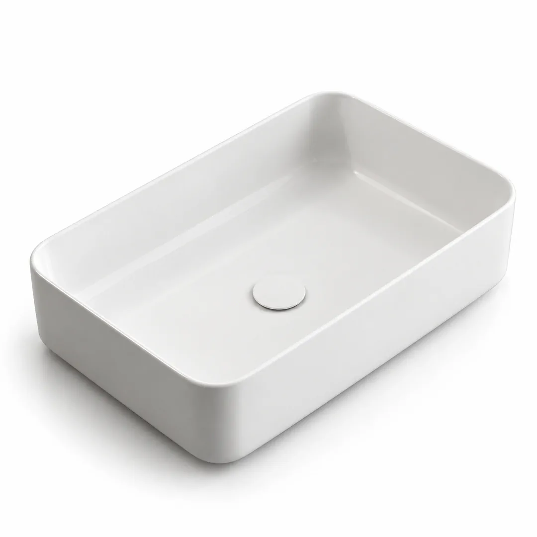 Lavabo da appoggio in Ceramica – Arbi Boxy 55 – Bianco lucido