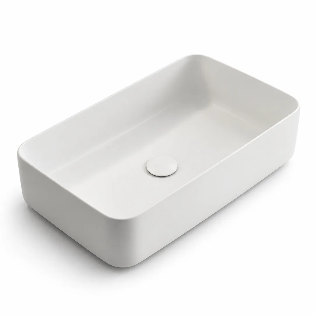 Lavabo da appoggio in Ceramica – Arbi Boxy 55 – Bianco opaco