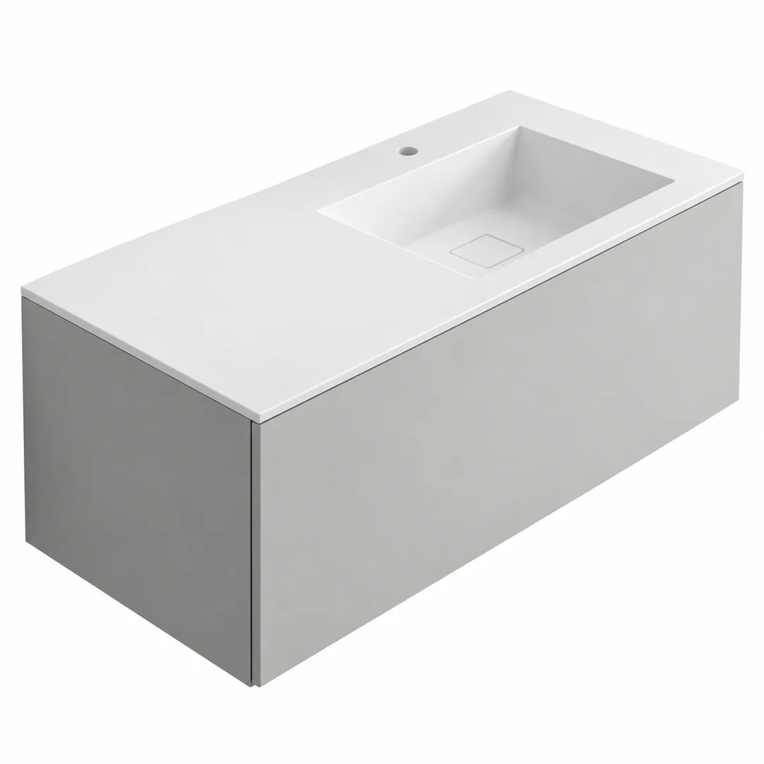 Lavabo consolle in Tekno – Arbi Juno 106 DX – Bianco – Con foro rubinetto