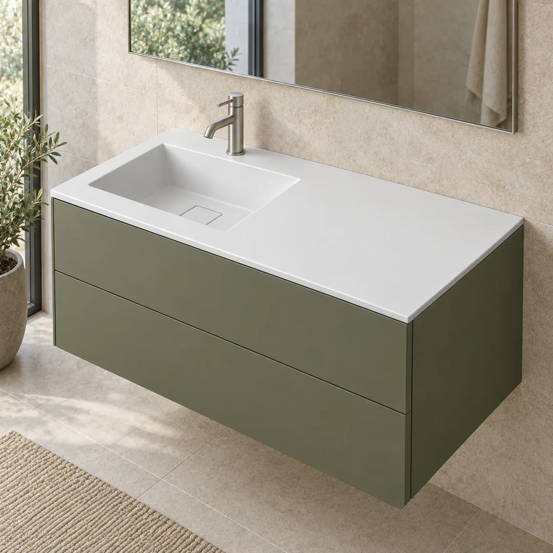 Lavabo consolle in Tekno – Arbi Juno 106 DX/SX – Bianco - Ambientata