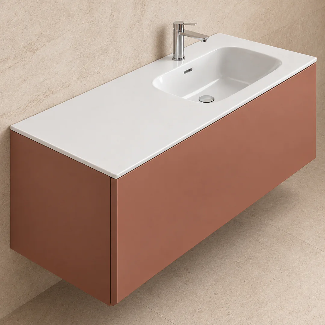 Lavabo consolle in Tekno – Arbi Bent 106 DX – Bianco - Ambientata