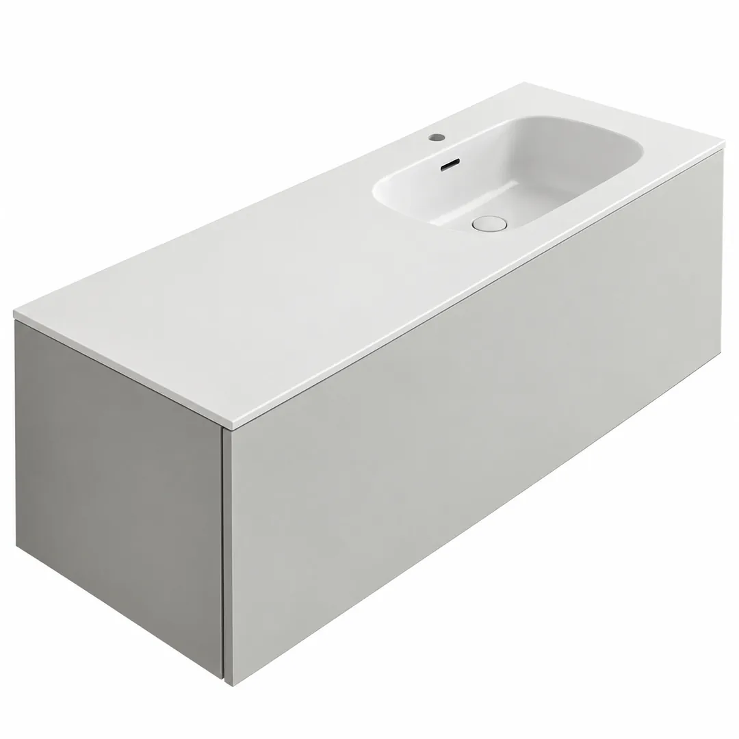 Lavabo consolle in Tekno – Arbi Bent 121 DX – Bianco – Con foro rubinetto