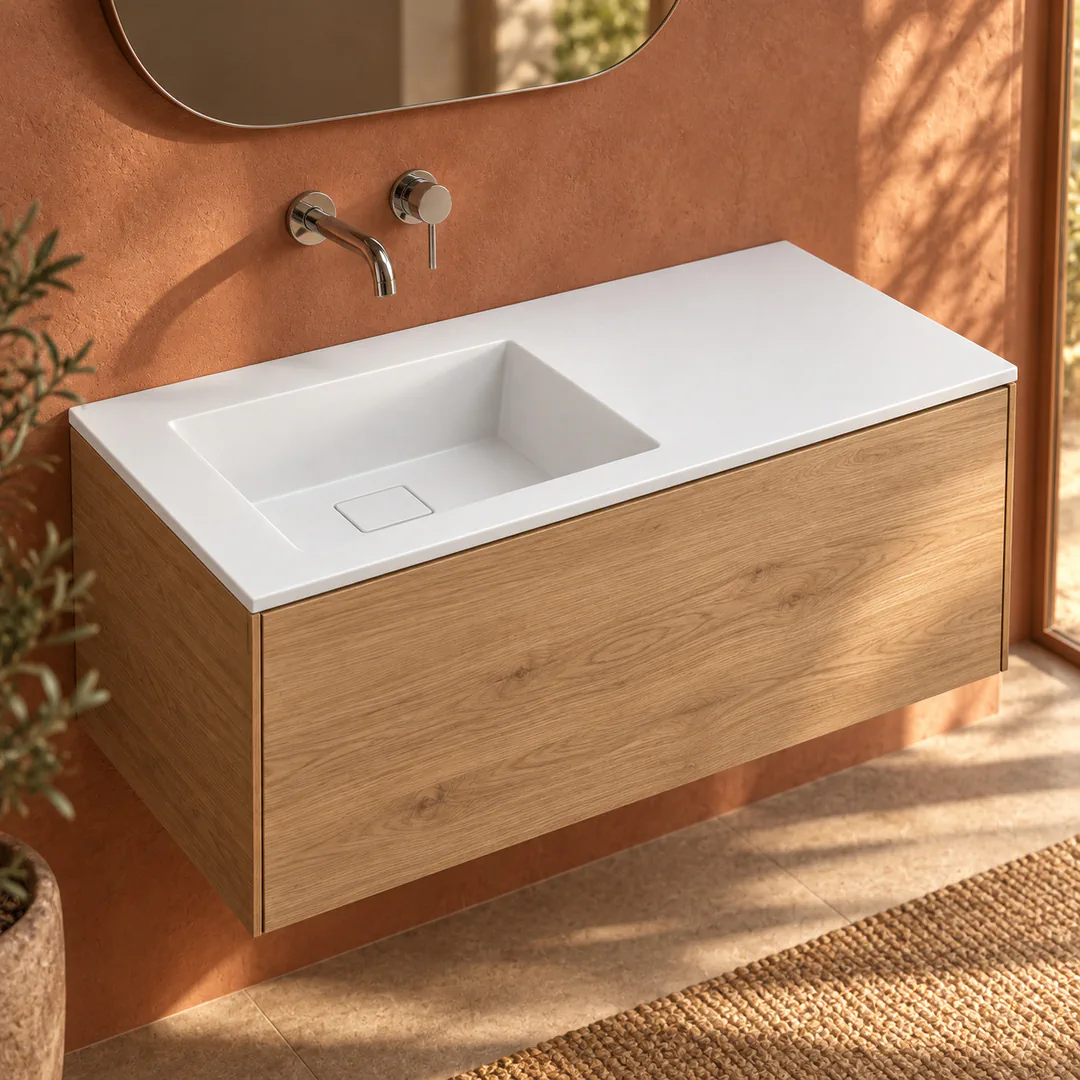 Lavabo consolle in Tekno – Arbi Juno 106 SX – Bianco - Ambientata