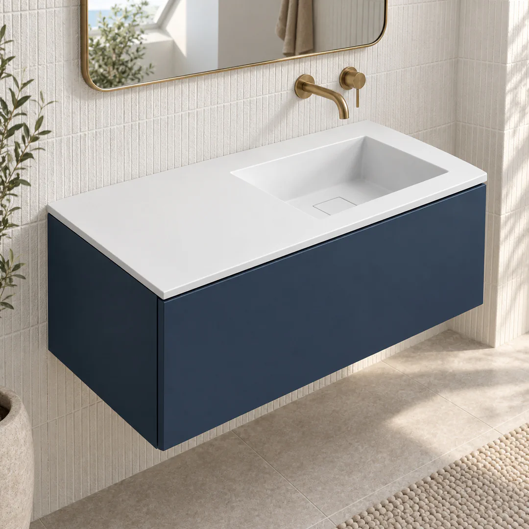 Lavabo consolle in Tekno – Arbi Juno 106 DX – Bianco - Ambientata