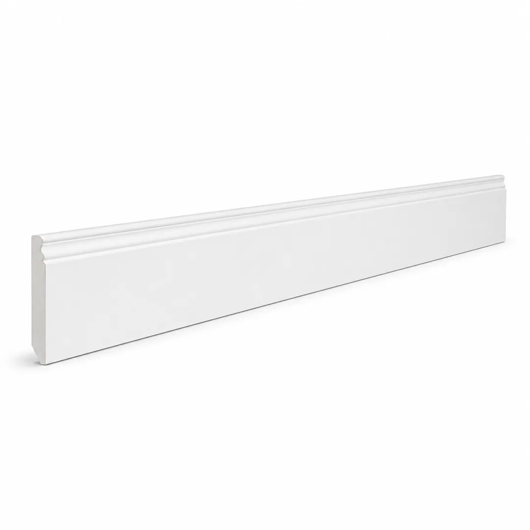 Battiscopa Sagomato Reale Massello di Ayous Laccato bianco 13 x 100 x 2400 mm - Gaia