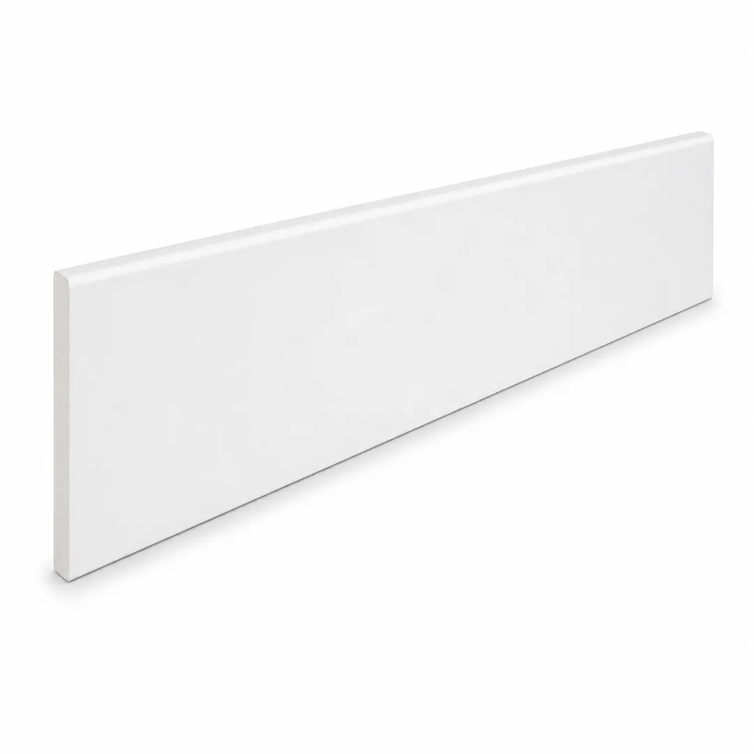 Battiscopa Testa quadra Legno impiallacciato Laccato bianco 13 x 100 x 2400 mm - Gaia